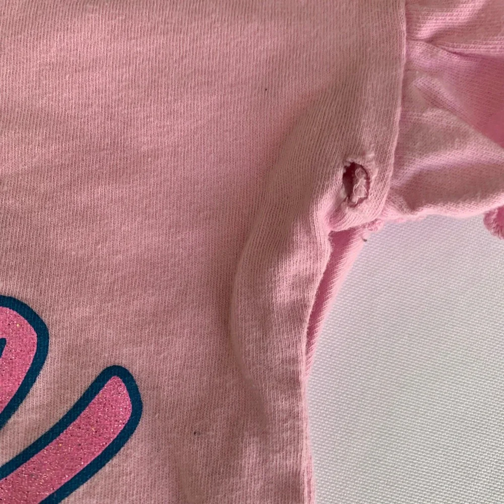 Barbie Shirt Girls 18M Pink Ruffle Sleeve Graphic Tee Roller Skate Mattel Preppy